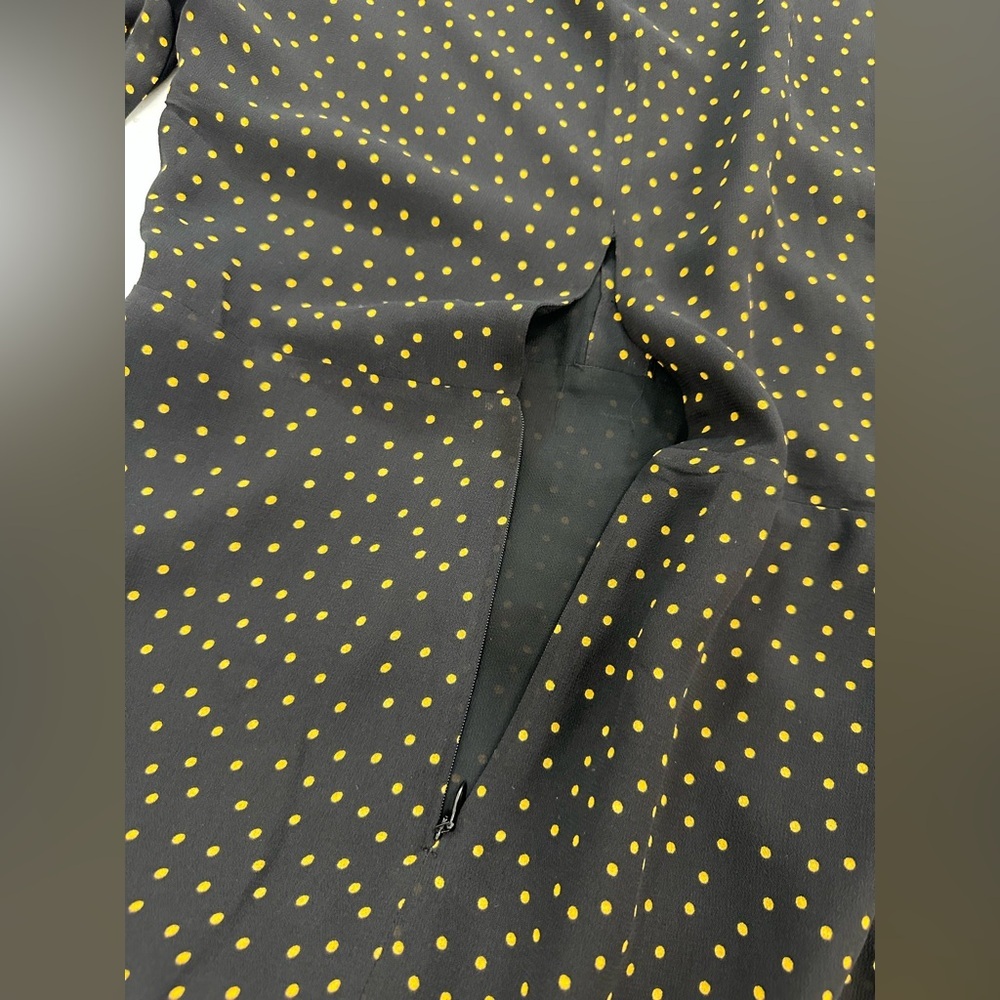 Reformation Monti Black Gold Polka Dot Long Sleeve Mini Dress Cutout Back 10 NWT - Picture 10 of 14